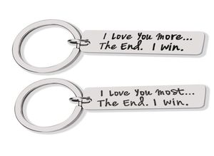 Personalisierter Paar-Schmuck-Schlüsselanhänger „I LOVE YOU MORE THE END I WIN“, Edelstahl-Charm-Schlüsselanhänger, Valentinstagsgeschenk, Ehemann, Ehefrau, Geschenk8576195