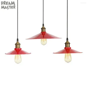 Kolye lambaları Büyük gölge kapak ışığı rustik kırmızı ve beyaz edison lambası endüstriyel vintage metal pirinç demir ışıkları lamparas fikstürü
