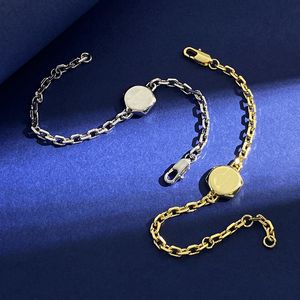 Słynny projektant marki luksusowy mosiężny naszyjnik bransoletka metalowa tekstura sześciokątna wisiorek grawerowanie litery złota srebrne dwupiętrowe kobiety urok biżuterii prezent
