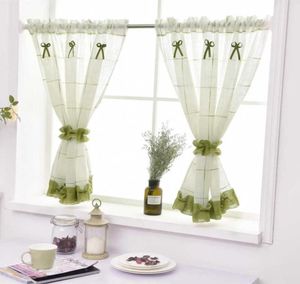 Short Curtains For Kitchen Yarn Dyed Plaid Linen Tulle Curtain for Living Room Bedroom White Blinds on Window Home Decor rideau 216584646