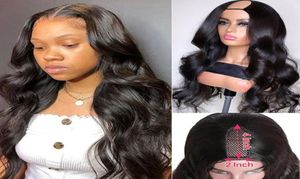 U Part Body Wave Hair Machine صنع شعر مستعار للنساء U Part Wig مسبقًا 150 Remy Brazilian Wig9499972