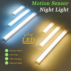 1pc 3.94inch/10cm Single Row Light Bead Induction Under Cabinet Light White Light, Warm Light Monochrome, LED Motion Sensor Cabinet Light, Wireless Magnetic USB.