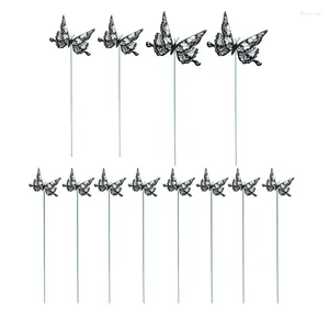 Gartendekorationen 12pcs/Set Schmetterlinge Gärten Hof Schild Halloween schwarzer Schmetterling Stakes Dekoracion Outdoor Blumentöpfe Dekoration B03E