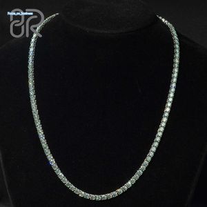 6mm 18 VVS Moissanite Necklace Tennis Chain Round Emerald Green 925 Sterling Silver Fine Jewelry