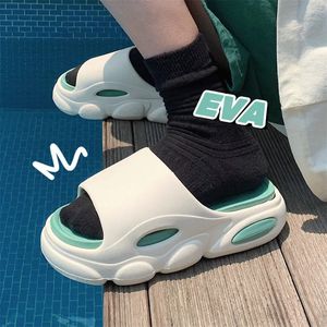 Eva Thick Platform Slippers Men Flip Flops House Summer Shoes Bathing Nonslip Memory Foam Pillow Slides Cozy Beach Sandals 240103