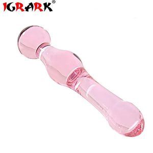 Wibratory igrark 19 cm duże Pyrex Blue Swir Rakiet Gildo Dildo Big Crystal Anal Sex Toys Y191218