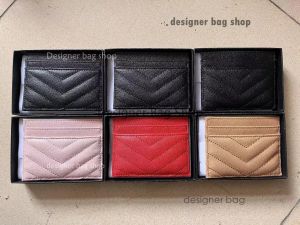 Designer Bag 2021 Nya modekorthållare Caviar Woman Mini Wallet Purse Color äkta läder Pebble Texture Luxury Svart plånbok med låda