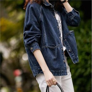 Wholesale Girls Casual College Style Denim Jackets Students Long Sleeve Plus Size Coats 1368