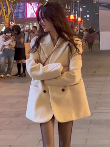 Женские костюмы Insozkdg, дизайн подплечника, корейский пиджак, двубортный однотонный свободный повседневный пиджак, офисное женское пальто с зубчатым воротником
