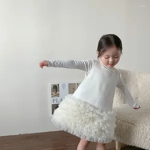 Sukienki dla dziewczynek sukienki kamizelki dziewczyny wiosna i jesień dzieci w stylu koreański zagraniczny splicing księżniczka spódnica