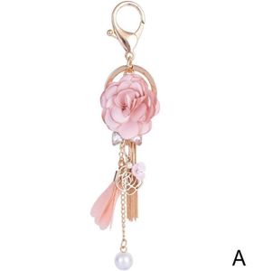 Nya rosblommor Keychain Cloth Flower Tassel Car Keychain Bag Ornament Jewelry Trinket Creative Vackra gåvor Pendant R2R72996585