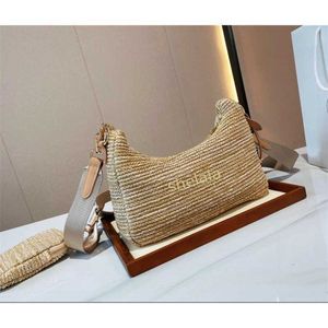 Straw Bags Woman Nylon Shoulder Hobos Handbags Smal Chain Purses Designer Crossbody Baguettes Lady