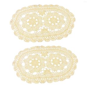 Table Cloth 2pcs Oval Dining Mat Crochet Lace Tablecloth Vintage Handmade Cotton Edge Flowers Fashion Simple