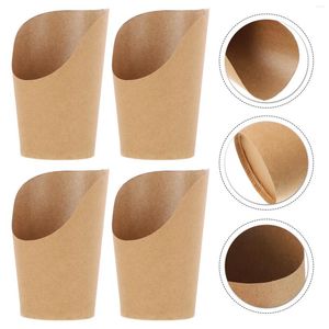 Engångskoppar sugrör 100 st franska yngelhållare Kraft Paper Food Containers Snack Cup Lids Dessert Bracket 1000