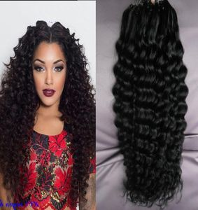 Deep Curly 100 gram per paket Micro Pärlänk Human Hårförlängningar 1Gstrand Micro Loop Ring Hair Extensions Remy Hair Extensio1770949