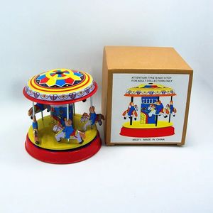 Funny Classic collection Retro Clockwork Wind up Metal Tin Gear High-wheel Carousel toy Mechanical toys kids baby gift 240104