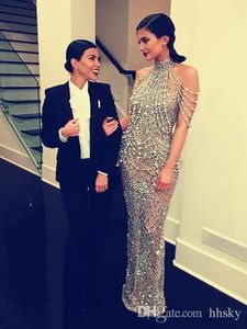 Dresses Celebrity dress Evening dress Labourjoisie Sheath Silver Crystal High Neck Yousef aljasmi Kylie Jenner Zuhair murad Kim kardashian