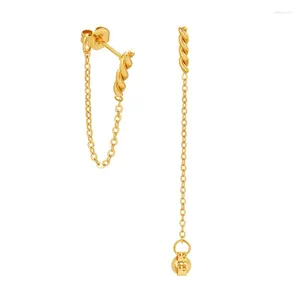 Stud Küpe Su geçirmez 18K Altın Kaplama Paslanmaz Çelik Geometrik Zincir Tassel Kadınlar için Twisted Regalo de Joyas Para Mujeres