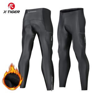 X-TIGER Pantaloni da ciclismo invernali da uomo Pantaloni da bici termici in pile di Lycra antivento Pantaloni sportivi traspiranti Tenere al caldo Pantaloni sportivi 240104