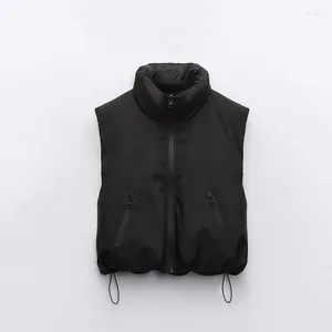 Women's Trench Coats 2024 Winter Autumn Vest Warm Sleeveless Jackets Cotton Padded Jacket Women Stand Collar Casual Waistcoats