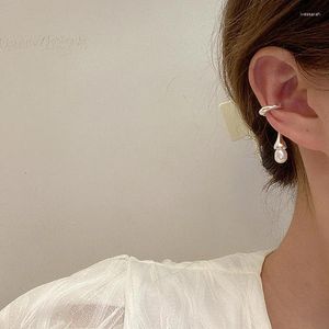 Sırtlar Küpe Düzensiz Mat Altın Gümüş Renk İnci Boncuklar Kolye Kadınlar için Piercing Clip Yok Kulak Takı Hediye 2024