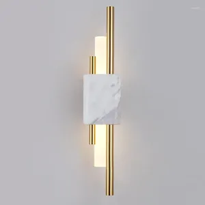 Vägglampa lyxgrön vit marmor vardagsrum lobby sovrum gyllene dekor sängen sconce el aisle trappa led ljus 6w