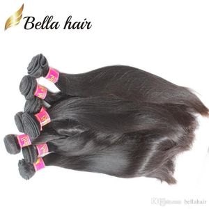 Wefts Bellahair Unprocessed Peruvian Virgin Hair Weaves Straight Mink Hair Human Hair Double Weft Extensions Bulk Wholesale Natural Colo