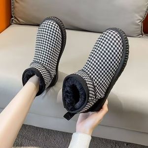 2024 inverno botas femininas moda nova pelúcia sola grossa quente moda bonito lazer confortável sapatos de algodão leve