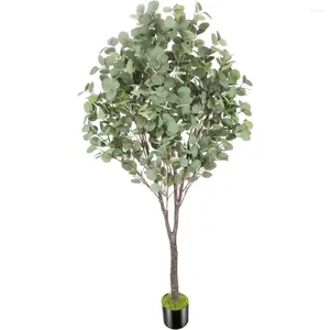 Dekorative Blumen, 1,8 m, künstlicher Eukalyptusbaum (182,9 cm), mit Kunststoff-Kinderzimmertopf, Kunstpflanzen für Heimdekoration, Blumendekoration, Fake