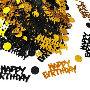 Party-Dekoration, Schwarzgold, digitales Tischkonfetti, 16, 18, 21, 30., 40., 50., 60. Happy Birthday, Hochzeit, Jahrestag, Streuung