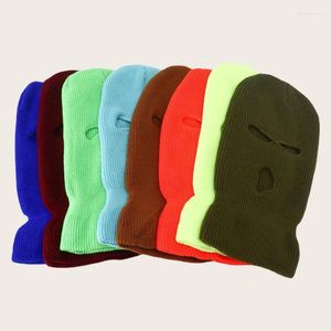 Berets 2024 preto branco 3 buraco rosto cheio máscara de esqui balaclava para homens mulheres exército tático cs à prova de vento gorros inverno quente bonés