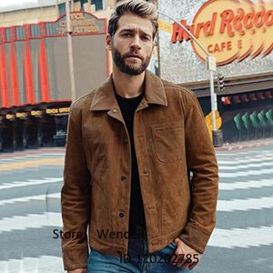 Men's Suede Jacket Retro Punk Lapel Single Breasted Tailored Motorcycle Coat Windbreaker Women Jackets Horse Military 240103