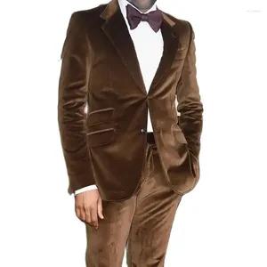 Men's Suits Brown Casual Outfits Single Breasted Notched Lapel Full Set 2 Pieces (Jacket Pants) Trajes De Hombre Terno Hombres