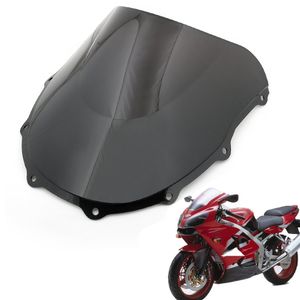 Motorcycle Clear Black Double Bubble Windscreen Windshield ABS For Kawasaki Ninja ZX7R 1996-2003