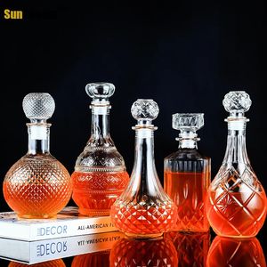 Whiskey Decanter Lead-Free Clear Glass Wine Bottle Beer Lot Home Bar Tool Decoration Crystal 240104