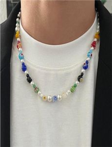 Original färg handledad tusensköna halsband nisch retro hiphop stitching ins stil mode allmatch smycken krage kedja4832041