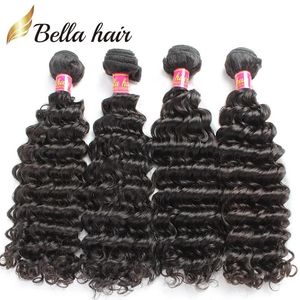 Wefts Bella Hair Malaysian Deep Wave 1026inch100％Remy Virgin Heaer Extension Weft Natural Color 3/4 Piea