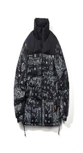 Men039s Down Parkas Hip Hop Paisley Jacket Parka Streetwear Men Windbreaker Winter Cotton Bubble Coat Par Bandana Bomber 226370519