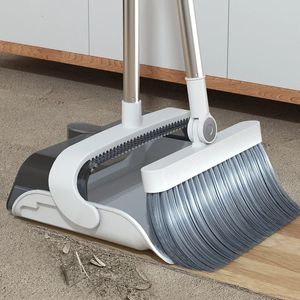 Kvast och fällbar dammskiva Set Home Cleaning Smart Product Magic Hushållsgolv Svep Badrum Kök för svepande grå vit 240103