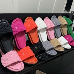 Designers Piscina Travesseiro Mules Mulheres Homens Sandálias Acolchoadas Fundo Grosso Sunset Flats Comfort Mules Acolchoado Front Strap Chinelos Moda Sapatos Estilo Slides Flip Flops