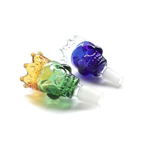 Kronenschädel grüne und blaue männliche Gelenkschalen 18 mm und 14 mm Glasschale Stück Bongschale für Glaswasserbongs Tabakrauchzubehör LL