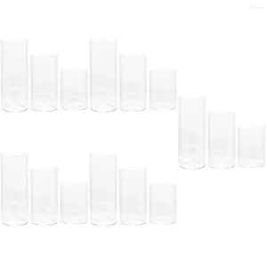 Candle Holders 15 Pcs Chimney Glass Cup Sticks Holder Cylinder Vases For Pillar Candles