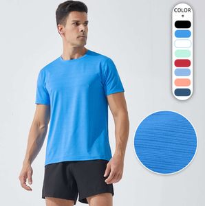 Ll camiseta masculina ao ar livre roupa de yoga secagem rápida suor-wicking esporte curto topo masculino manga curta para fitness moda marca roupas 453