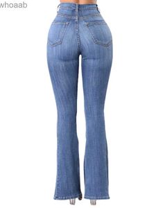 Jeans da donna Jeans svasati a vita alta per le donne Estate 2023 Pantaloni skinny con fondo a campana Pantaloni donna con bottoni Lady Sexy Pantaloni push up in denim Primavera YQ240104