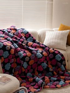 Cobertores 3D Flor Jacquard Quente Coral Veludo Cobertor Cama de Ovelha Outono Casual Macio Ceroso Coração Feminino