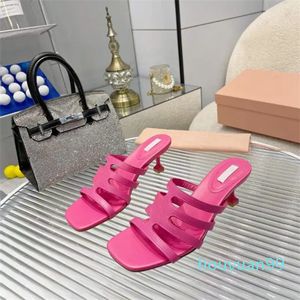 Designer -Women Sandals Pumps Luxury Mules Square Toe Slingback Leather More Strap Simple Family High Heels Sandal