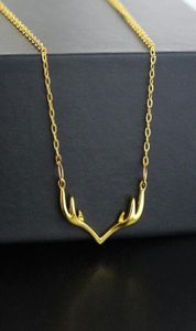Elegante antler veado chifre pingente colar prata rosa ouro jóias para mulheres moda animal colares presente de natal5870766