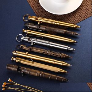 Handwerkzeuge Bolt Action Pen aus massivem Messing Edc Sixedge Pocket Metal Tactical mit Nachfüllungen und Clip Signature Self Defense Tool Drop Deli Otkoe