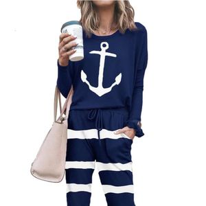 Herbst Und Winter Neue Europäische Und Amerikanische frauen Mode Trend Bequeme frauen Lose Druck Lange Ärmeln Casual Set