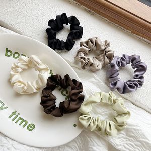 Korean silky satin headstring,girl fabric small intestine ponytail hair band solid color headband hair accessories